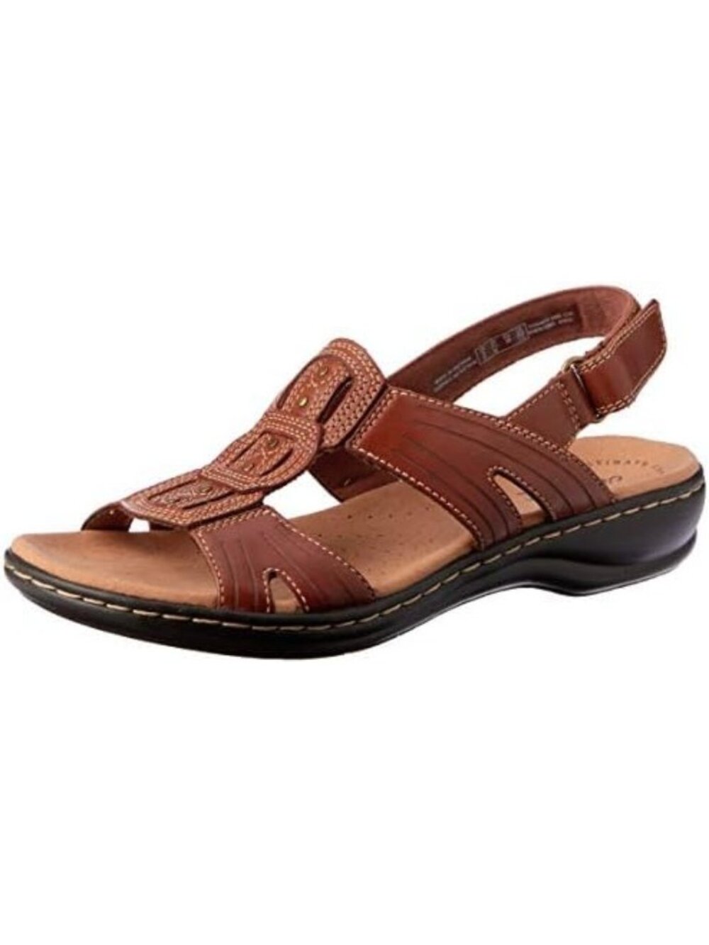 New Clarks Leisa Vine Dark Tan Leather Sandals Women Size 6.5 Boho Summer Casual